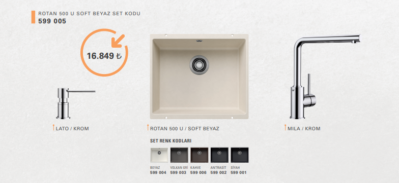 BLANCO ROTAN 500 U SOFT BEYAZ SET KAMPANYA