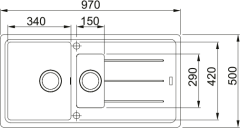 FRAGRANIT EVYE BASIS BFG 621 BIANCO 2 GÖZLÜ SAG/SOL DAMLALIKLI