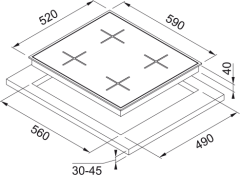 OCAK GLASS LINEAR SQUARE FHNS 604 4G WH C BEYAZ CAM