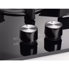 300 Serisi 60 cm Gazlı Döküm Izgaralı Siyah Cam Ankastre Ocak