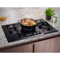 800 Serisi FlameLight 90 cm Gazlı Siyah Cam Ankastre Ocak