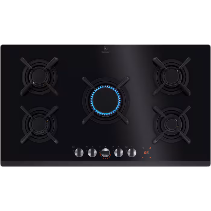 800 Serisi FlameLight 90 cm Gazlı Siyah Cam Ankastre Ocak