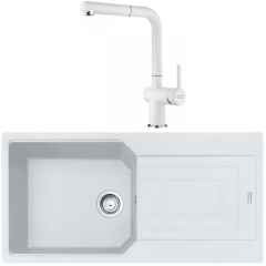 FRANKE URBAN UBG 611-100 TEK GÖZLÜ GRANİT EVİYE VE BATARYA KAMPANYA BİANCO