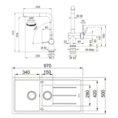 FRANKE BASIS BFG 651-97 1,5 GÖZLÜ GRANİT EVİYE VE BATARYA KAMPANYA
