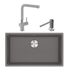 FRANKE MARIS MRG 110-72 GRANİT EVİYE ARMATÜR VE SIVI SABUNLUK KAMPANYA STONE GREY