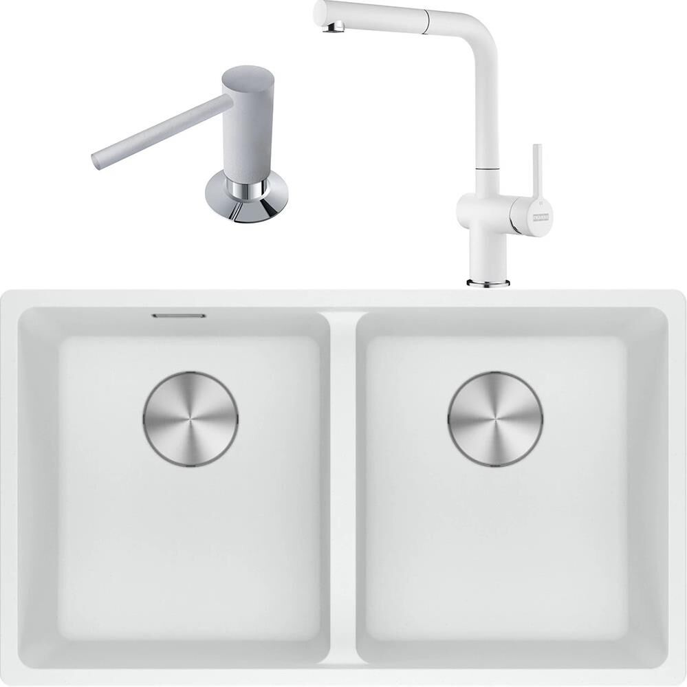 FRANKE MARIS MRG 120-35-35 GRANİT EVİYE ARMATÜR VE SIVI SABUNLUK KAMPANYA BİANCO
