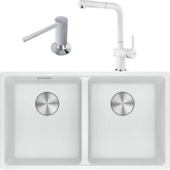 FRANKE MARIS MRG 120-35-35 GRANİT EVİYE ARMATÜR VE SIVI SABUNLUK KAMPANYA BİANCO