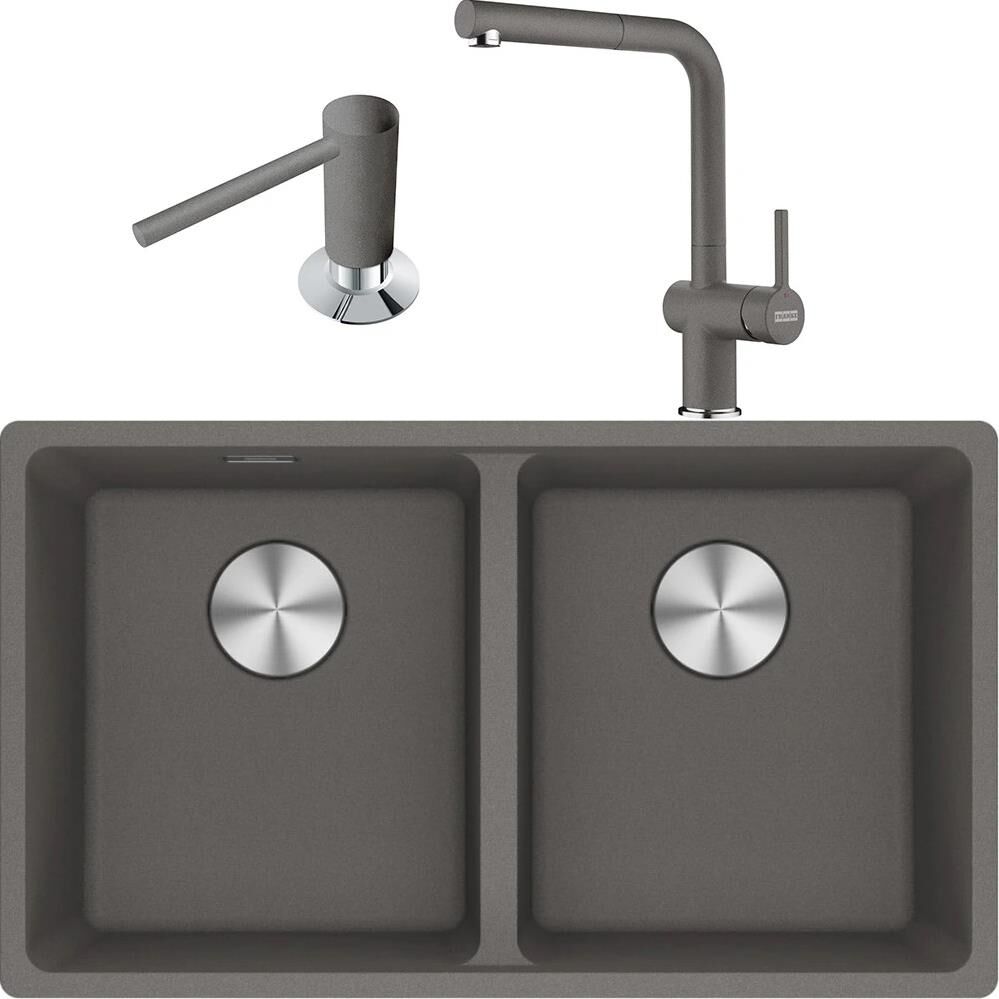 FRANKE MARIS MRG 120-35-35 GRANİT EVİYE ARMATÜR VE SIVI SABUNLUK KAMPANYA STONE GREY