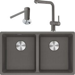 FRANKE MARIS MRG 120-35-35 GRANİT EVİYE ARMATÜR VE SIVI SABUNLUK KAMPANYA STONE GREY
