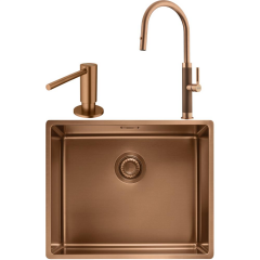 MYTHOS MASTERPIECE BXM 210/110-50 TEK GÖZLÜ EVİYE ARMATÜR VE SIVI SABUNLUK KAMPANYA COPPER - Stok Bilgisi İçin Bizimle İletişime Geçiniz