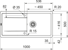 FRANKE MARİSX MXK 611-100 TEK GÖZLÜ FRACERAM EVİYE