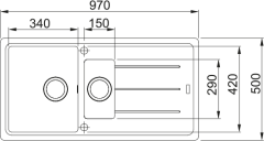 FRAGRANIT EVYE BASIS BFG 651 OYSTER 1.5 GÖZLÜ SAĞ/SOL DAMLALIKLI