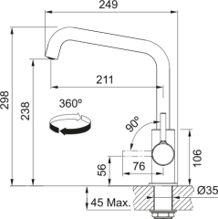 EVYE ARMATÜRÜ  Lina U Swivel side HP CHR