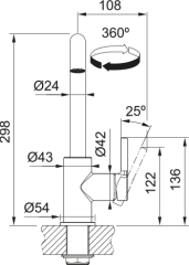EVYE ARMATÜRÜ  Lina U Swivel side HP CHR
